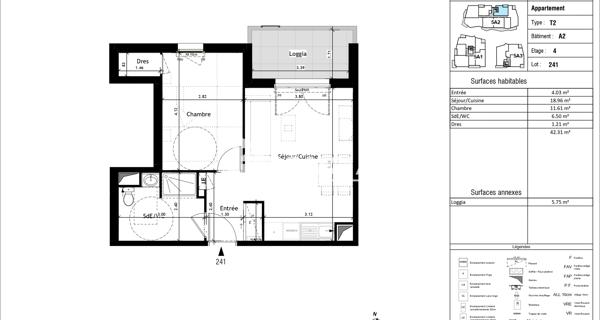 Location Appartement 2 pièces 42.3 m² - Tours 37200