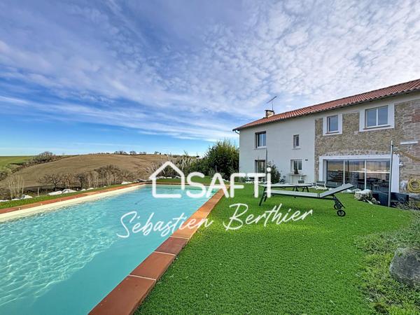 Maison de caractère rénovée avec piscine et vue dégagée –5 min Lavaur