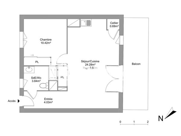 Location Appartement 2 pièces 43.26 m² - RUE DE LA MOULINE Bassens 33530
