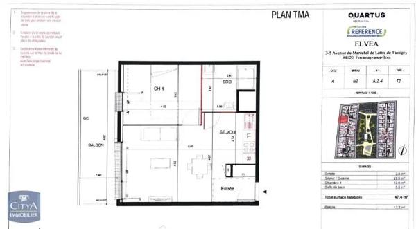 Appartement à louer 2 pièces 47.4m² Fontenay-sous-Bois (94120)