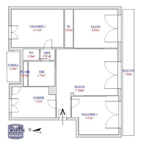 Appartement à vendre 4 pièces 63.61m² Marseille 14e Arrondissement (13014)