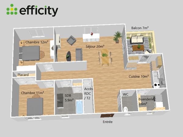 Maison 4 pièces - 105 m² Exclusivité efficity