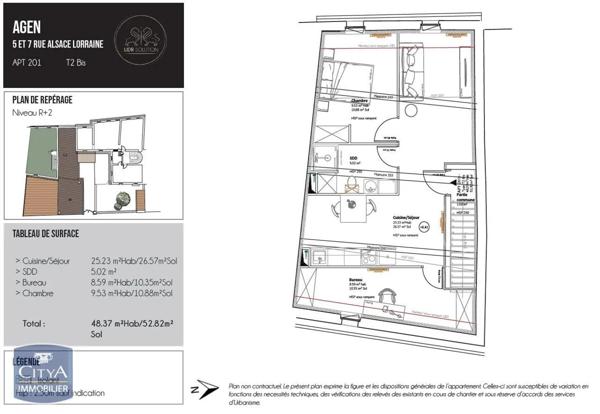Appartement à louer 2 pièces 48.37m²