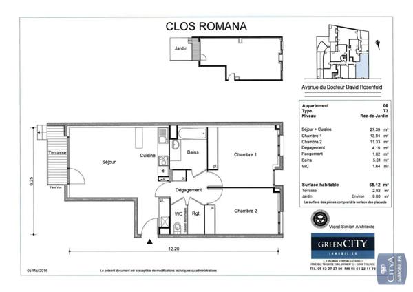 Appartement à louer 3 pièces 65.12m²