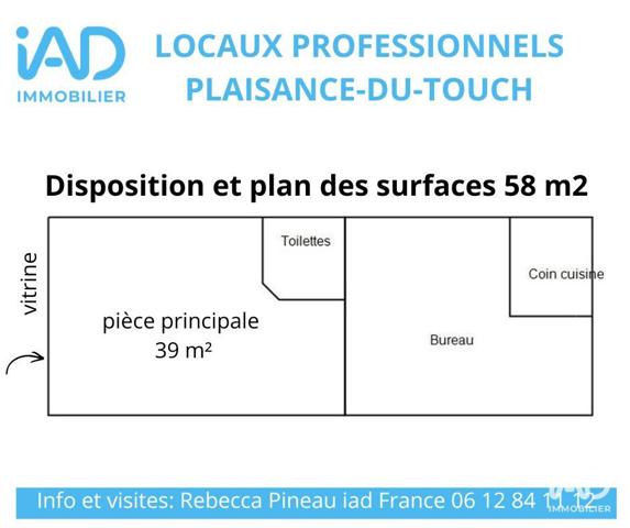 Location bureaux 58 m² Plaisance-du-Touch