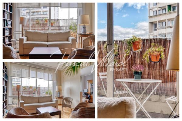 Appartement familial traversant en étage élevé avec 2 balcons dans une résidence sécurisée à Auteuil nord, Paris 16.