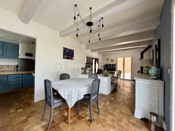 Maison de 123 m² sur un terrain d’environ 2 200 m², située dans un secteur calme avec une vue dégagée.
Elle se compose, au rez-de-chaussée, d’une entrée desservant un salon-séjour, une cuisine, deux chambres, une salle de bains avec baignoire et douche, ainsi qu’un WC indépendant. Vous aurez également accès à un sous-sol de plus de 60 m², également accessible par l’extérieur de la maison, actuellement utilisé comme buanderie et espace de stockage, avec la possibilité de l’aménager en appartement.
À l’étage, vous découvrirez une suite parentale de 33 m² avec salle d’eau, WC, espace de rangement et accès direct à une terrasse de 40 m².
À l’extérieur, vous profiterez d’un agréable espace de vie comprenant une terrasse avec coin barbecue, un vaste jardin, une piscine ainsi qu’un terrain de pétanque.
La propriété dispose également d’un garage de 28 m² ainsi que de nombreuses places de stationnement permettant de garer plusieurs véhicules.
À visiter sans tarder !