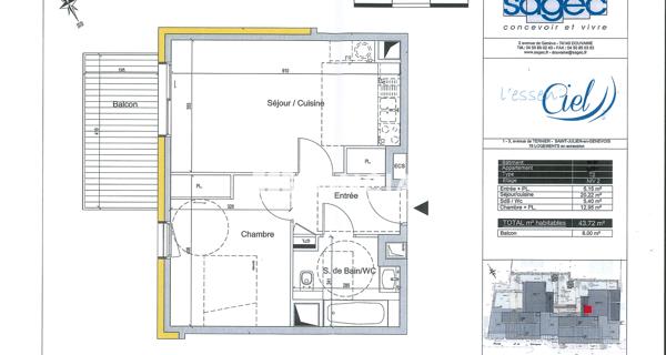 À vendre Appartement 2 pièces 43 m² - Saint-julien-en-genevois 74160