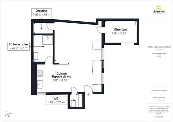 Superbe 2 pièces - Dernier étage - M° Quatre Septembre