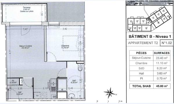Achat appartement Aulnoy-lez-Valenciennes - 2 pièce(s) - 45 m² - 122 500 €