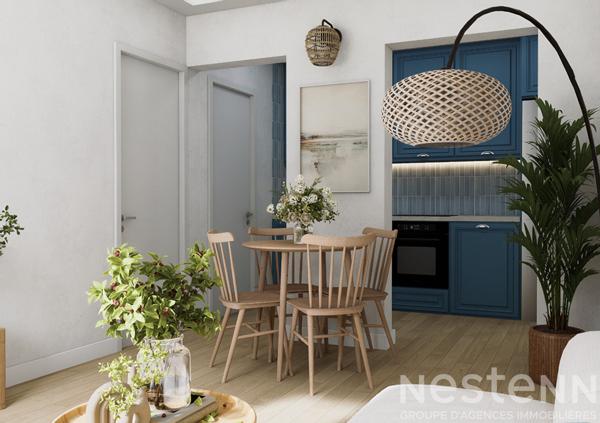 Saint-Pierre Quiberon - Vente appartement rénové à 30 mètres de la mer avec extérieur et 2 chambres