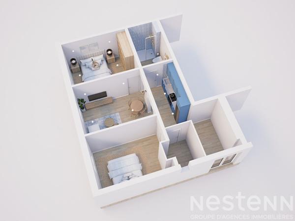 Saint-Pierre Quiberon - Vente appartement rénové à 30 mètres de la mer avec extérieur et 2 chambres