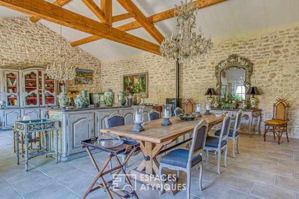 Ancienne ferme rénovée avec jardin verdoyant et dépendances