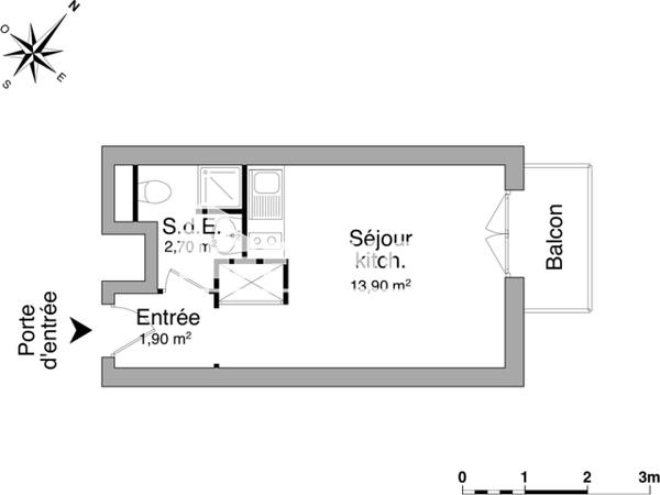 Location Studio 18.5 m² - 36 BOULEVARD DES BELGES La Roche Sur Yon 85000