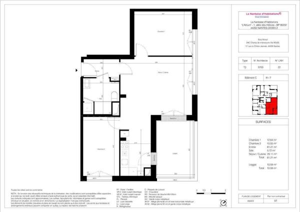 Appartement 3 pièces - 44300 Nantes