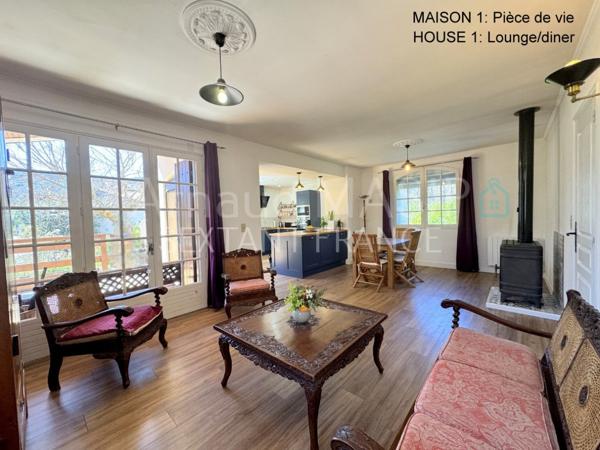 IMPOSANT ENSEMBLE IMMOBILIER, 2 MAISONS ATTENANTES, 8 CHAMBRES, GRAND JARDIN, PISCINE HORS SOL