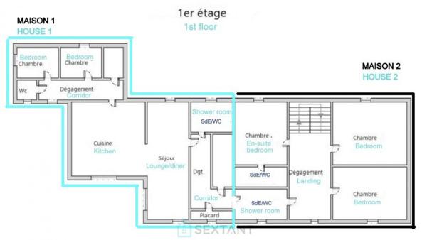 IMPOSANT ENSEMBLE IMMOBILIER, 2 MAISONS ATTENANTES, 8 CHAMBRES, GRAND JARDIN, PISCINE HORS SOL