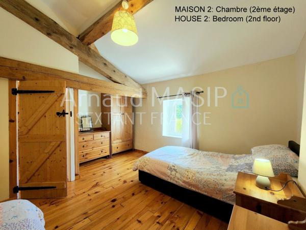 IMPOSANT ENSEMBLE IMMOBILIER, 2 MAISONS ATTENANTES, 8 CHAMBRES, GRAND JARDIN, PISCINE HORS SOL