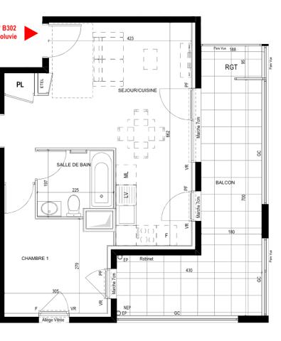 Saint-Priest (69800) Coquet T2, meublé dans un immeuble neuf , balcon + Box fermé- DISPONIBLE fin février !