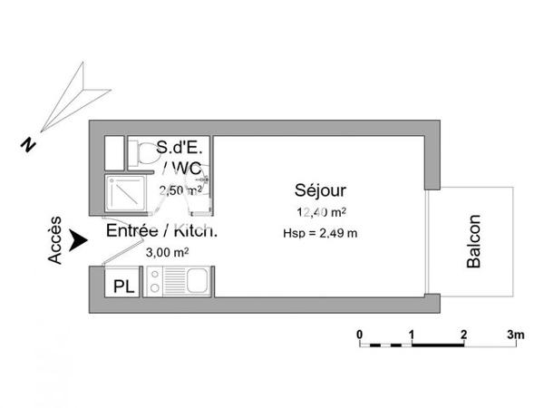 Location Studio 18 m² - 1228 RUE DU PROFESSEUR ANGLADA Montpellier 34090