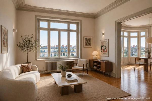 Lyon 6è - BROTTEAUX - Appartement T5 de 158,26 m² - balcon filant et loggia - cave et garage (en sus)