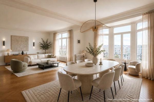 Lyon 6è - BROTTEAUX - Appartement T5 de 158,26 m² - balcon filant et loggia - cave et garage (en sus)
