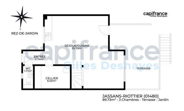 Jassans-Riottier (01480) 89.73m² - 3 Chambres - Terrasse et Jardin