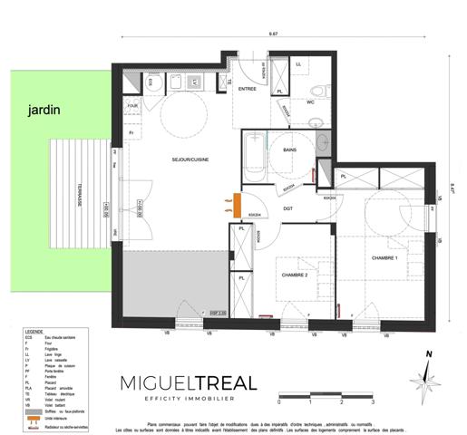 Appartement 3 pièces - 66 m² Bien prestige