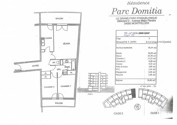 Appartement · Vente Montpellier (34090) 3 pièces · 75m²
