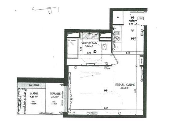 PUTEAUX/COURS VOLTAIRE Studio 31m² avec terrasse et jardin 7m²