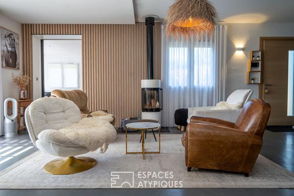 Contemporaine familiale avec piscine et vue dégagée à Alixan