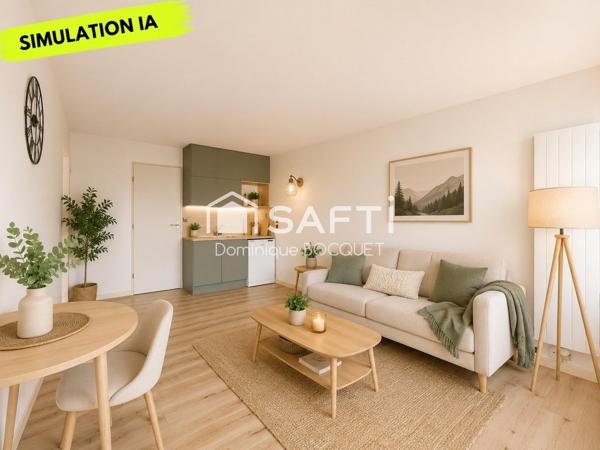 Studio + cabine 27 m2, exposé sud, balcon, ascenceur.