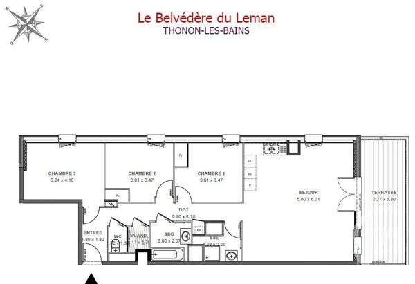 Appartement F4 à vendre  4 pièces - 86,26 m 2   THONON LES BAINS  - 74