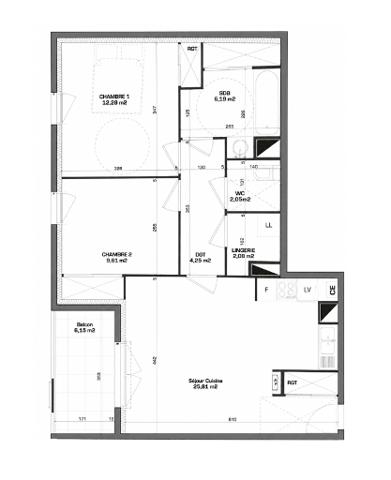 Appartement
         3 pièces
        - 62 m² Exclusivité 220 000 € *