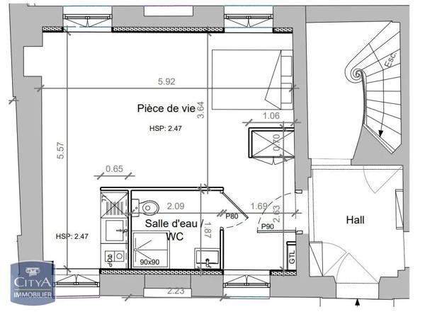 Appartement à louer 1 pièce 32.9m² Honfleur (14600)