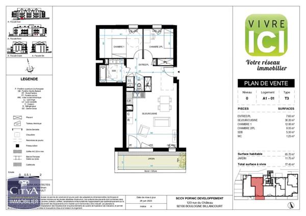 Appartement à vendre 3 pièces 65.7m²
