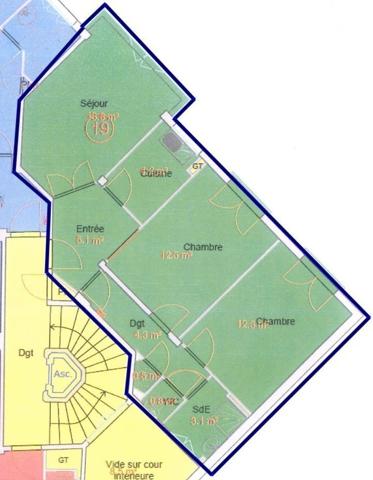 Appartement 3 pièces de 57 m² à Paris (75020)