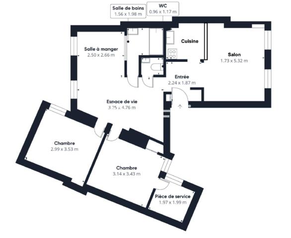 4 Pièces 72,44 m² Lumineux, calme, vue dégagée