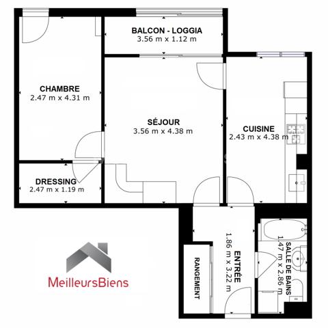 2 pièces 51 m² avec parking
