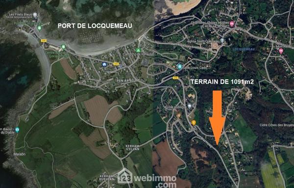 Terrain à bâtir 1091 m² à Trédrez-Locquémeau 22300