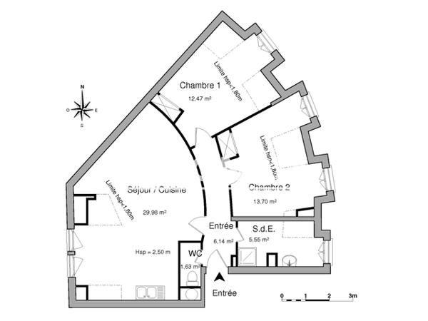 Location Appartement 3 pièces 69.47 m² - 2 RUE DE KERLOUANO Lorient 56100