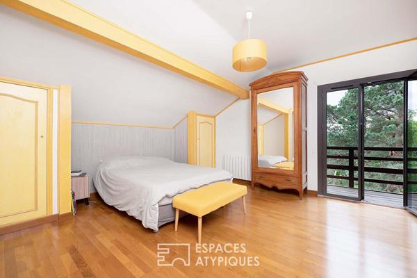 Maison type chalet avec piscine et vue