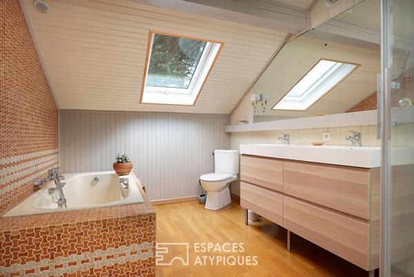 Maison type chalet avec piscine et vue