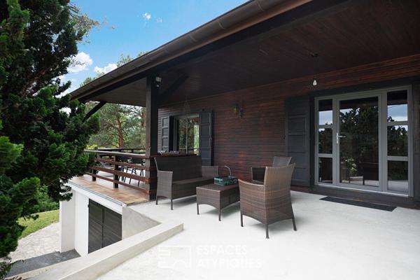 Maison type chalet avec piscine et vue