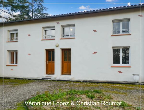 Bon-Encontre, maison mitoyenne de 106 m² habitables avec 3 chambres, cour, garage, parking