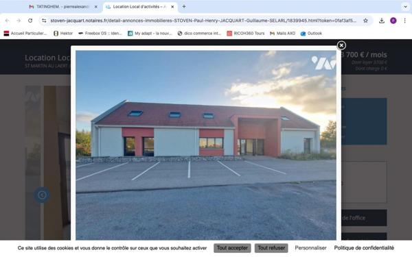 A louer, parc d'activité comprenant bureaux, parkings et terrain proche rocade de ST-OMER et de l'A25.