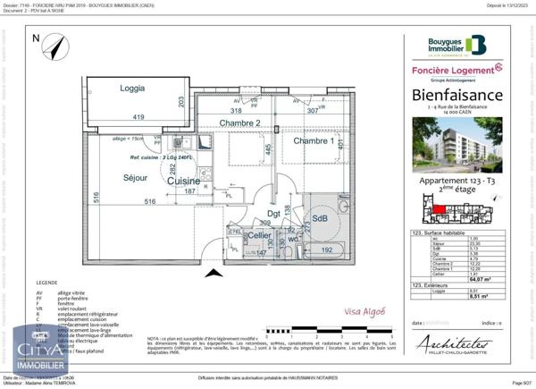 Appartement à louer 3 pièces 64.07m²