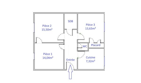 Appartement 3 pièces - 61 m²