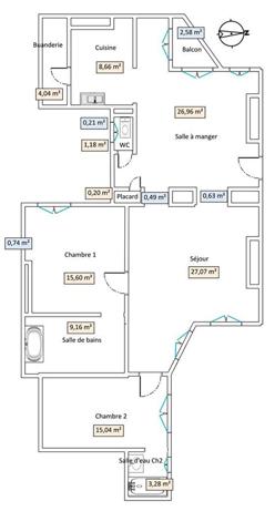 A vendre - appartement - 111 m² - Paris - 75007 - Invalides  - Balcon