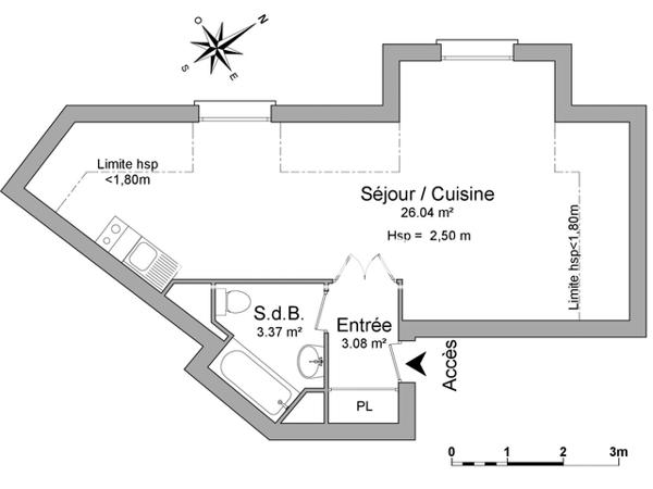 Location Studio 32.49 m² - 13 A 15 RUE LEDRU ROLLIN Tours 37000